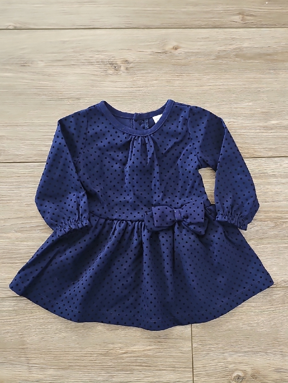 Carter's Navy Dress with Black Polka Dots and Bow